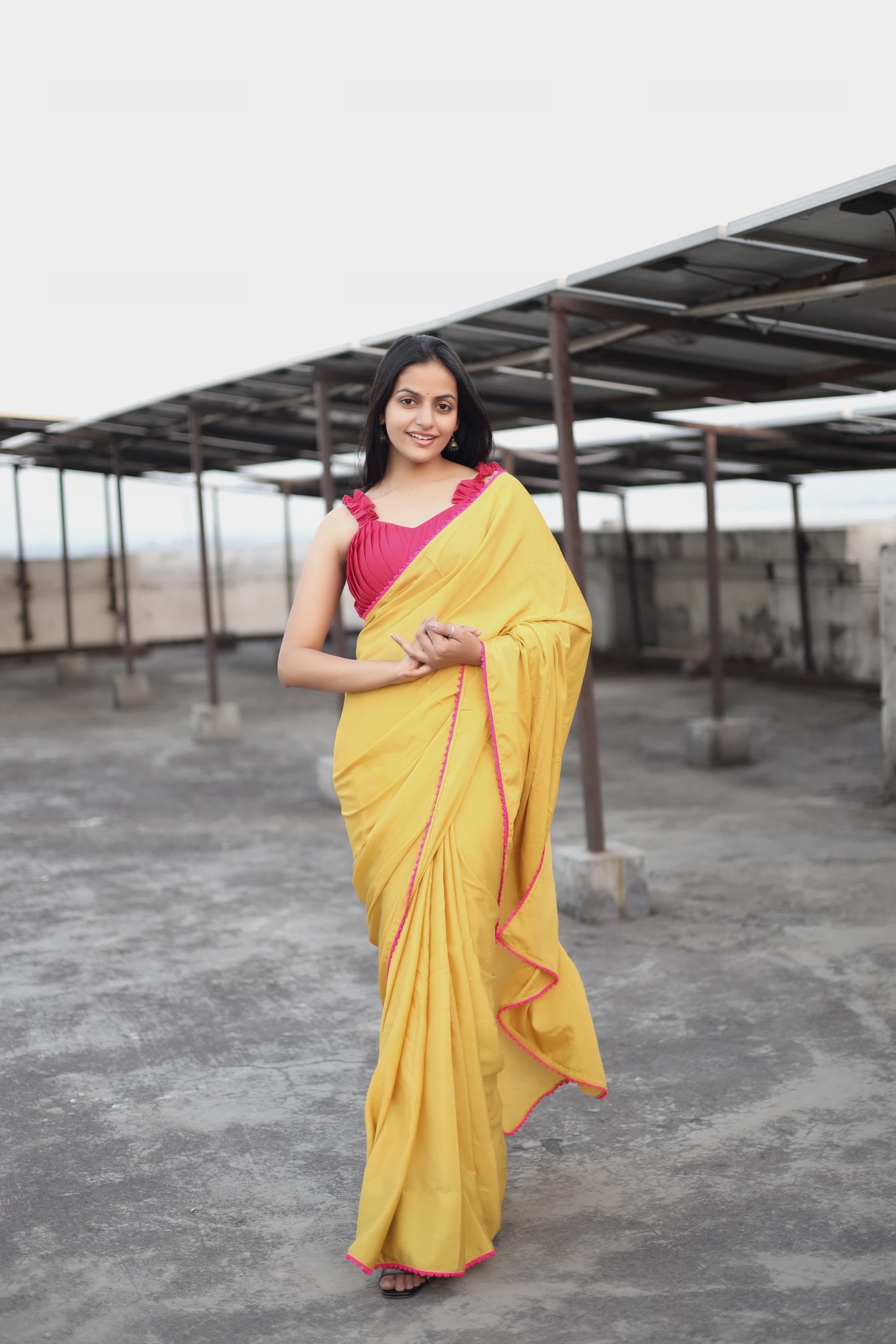 Sunshine Elegance Chiffon Saree Set